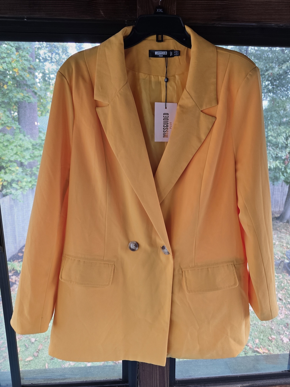 Missguided Yellow-Orange Double-Breasted Blazer